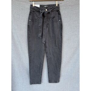 Oat New York Jeans Womens 27 Washed Black High Waist Baggy Fit Tapered Leg NEW